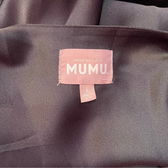 Show Me Your MuMu Maxi Dress Women's Size Large Black Satin Jasmine Halter - Picture 13 of 14